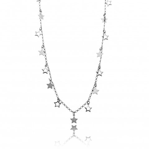 STARS LONG NECKLACE | Black Rhodium Plated