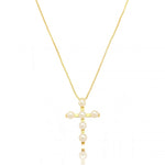 PEARL CROSS NECKLACE | 18k Gold Filled