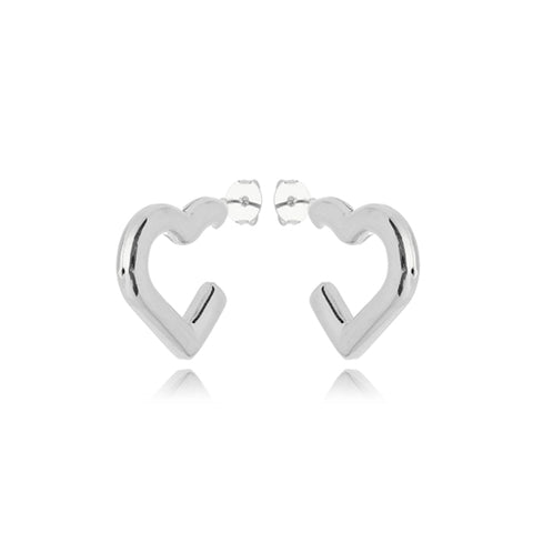 HEART EARRINGS | White Rhodium Plated