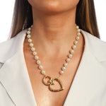 PEARL CHAIN HEART NECKLACE | 18k Gold Filled