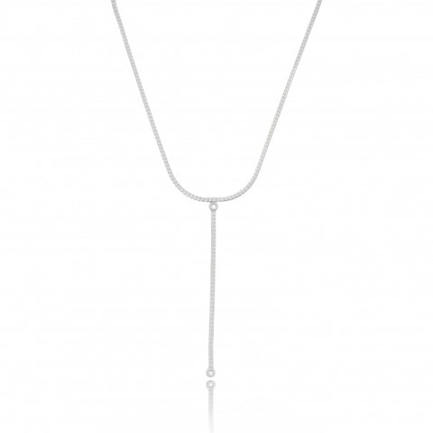 SIMPLE TIE NECKLACE | White Rhodium Plated