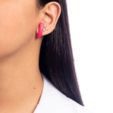 ENAMEL PINK EAR HOOK EARRINGS | 18k Gold Filled