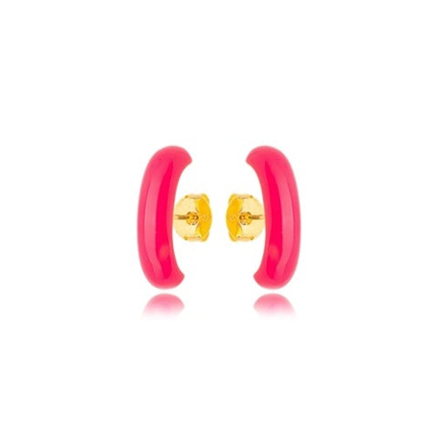 ENAMEL PINK EAR HOOK EARRINGS | 18k Gold Filled