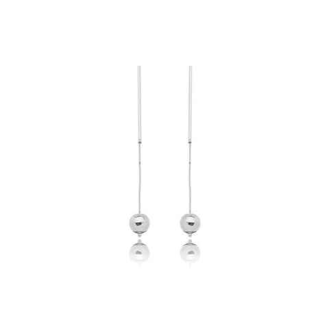 BALL DROP EARRINGS | White Rhodium Plated