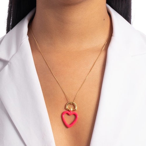 COLOR HANGING HEART CHARM NECKLACE | 18k Gold Filled