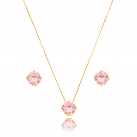 PINK STONE CIRCLE SET | 18k Gold Filled