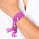 WRAP AROUND FABRIC WITH LOCK CHARM BRACELET | 18k Gold Filled