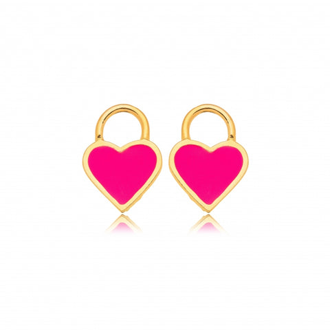 ENAMEL HEART LOCK EARRINGS | 18k Gold Filled