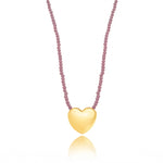 HEART CHARM STONE NECKLACE | 18k Gold Filled