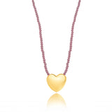 HEART CHARM STONE NECKLACE | 18k Gold Filled