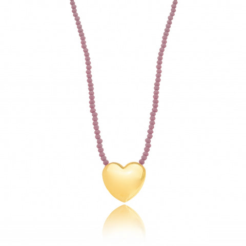 HEART CHARM STONE NECKLACE | 18k Gold Filled