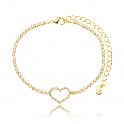 STUDDED HEART BRACELET | 18k Gold Filled