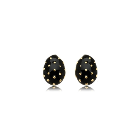 ENAMEL BACK OVAL STUD EARRINGS | 18k Gold Filled