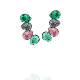 COLORED STONES EAR CUFF EARRINGS | Black Rhodium Plated