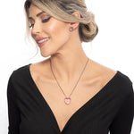 PINK HEART STONE SET | Black Rhodium Plated