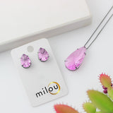 PINK DROP STONE SET | Black Rhodium Plated