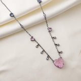 COLORED HEART PENDANTS NECKLACE | Black Rhodium Plated