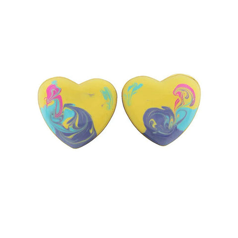 ENAMEL TIE DYE HEART EARRINGS | 18k Gold Filled