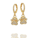 STUDDED PAW PRINT DROP EARRINGS | 18k Gold Filled