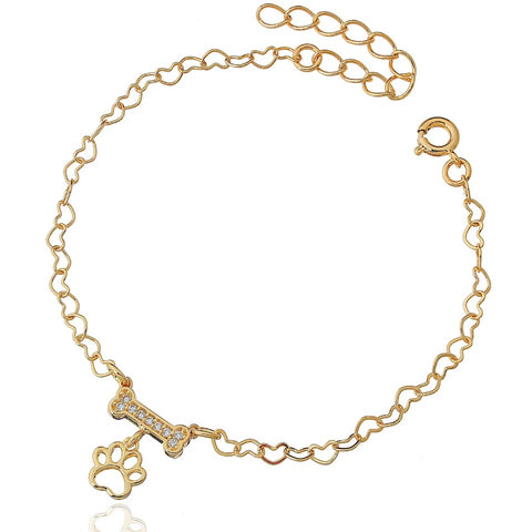 PAW PRINT & BONE BRACELET  | 18k Gold Filled