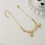 PAW PRINT & BONE DOUBLE CHAIN BRACELET  | 18k Gold Filled