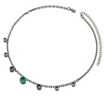 COLORED CIRCLE PENDANTS SHORT NECKLACE | Black Rhodium Plated