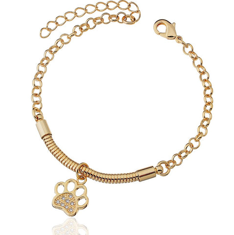 STUDDED PAW PRINT BRACELET  | 18k Gold Filled