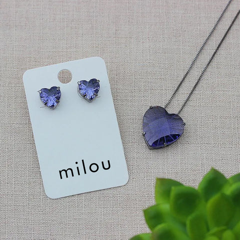 PURPLE HEART STONE SET | Black Rhodium Plated