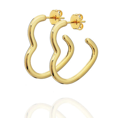 HEART TUBE HOOP EARRINGS | 18k Gold Filled