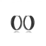 ONYX HOOP EARRINGS | Black Rhodium Plated