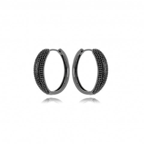 ONYX HOOP EARRINGS | Black Rhodium Plated