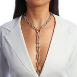 CHAIN LINK STATEMENT NECKLACE | White Rhodium Plated