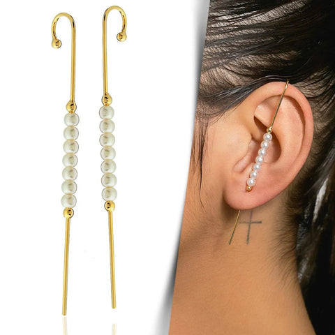 PEARL EAR PIN EARRINGS | 18k Gold Filled