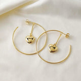 CIRCLE HEART HOOP EARRINGS | 18k Gold Filled