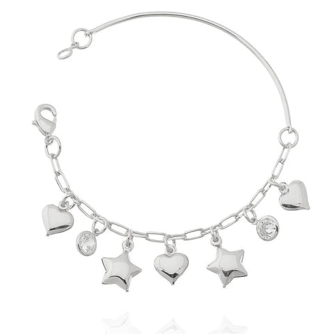 STARS & HEARTS BRACELET | White Rhodium Plated