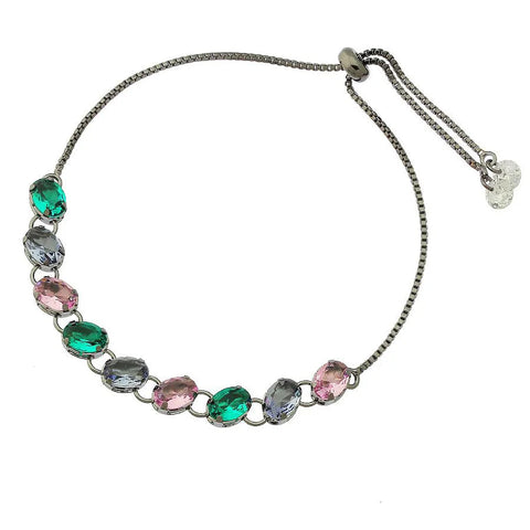 COLORED STONES BRACELET | Black Rhodium Plated