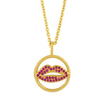 LIPS CIRCLE NECKLACE | 18k Gold Plated