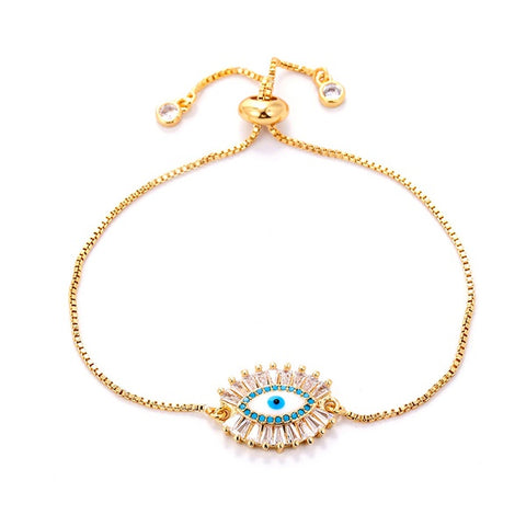 COLORFUL CRYSTAL EVIL EYE BRACELET | 18k Gold Plated