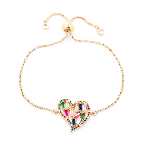 COLORFUL CRYSTAL HEART BRACELET | 18k Gold Plated