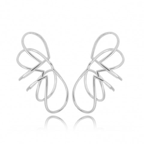 FULL PAIR EAR CUFF FAKE PIERCING | White Rhodium Filled