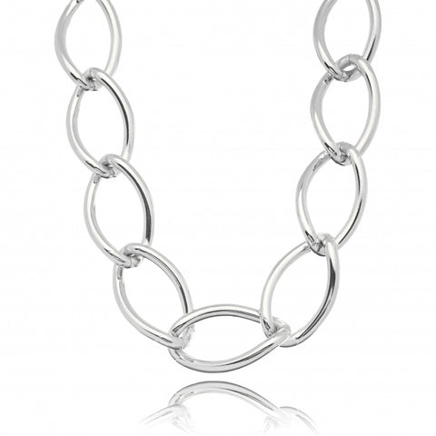 MAXI CHAIN LINK STATEMENT NECKLACE | White Rhodium Plated