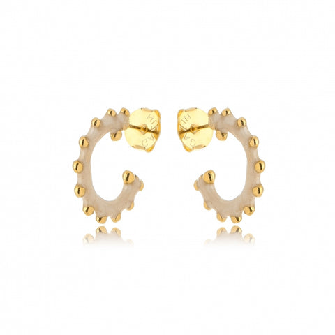 ENAMEL WHITE HOOK EARRINGS | 18k Gold Filled