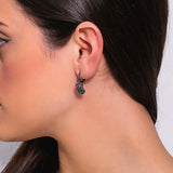 COLORED STONES DROP EARRINGS | Black Rhodium Plated