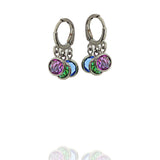 COLORED STONES DROP EARRINGS | Black Rhodium Plated